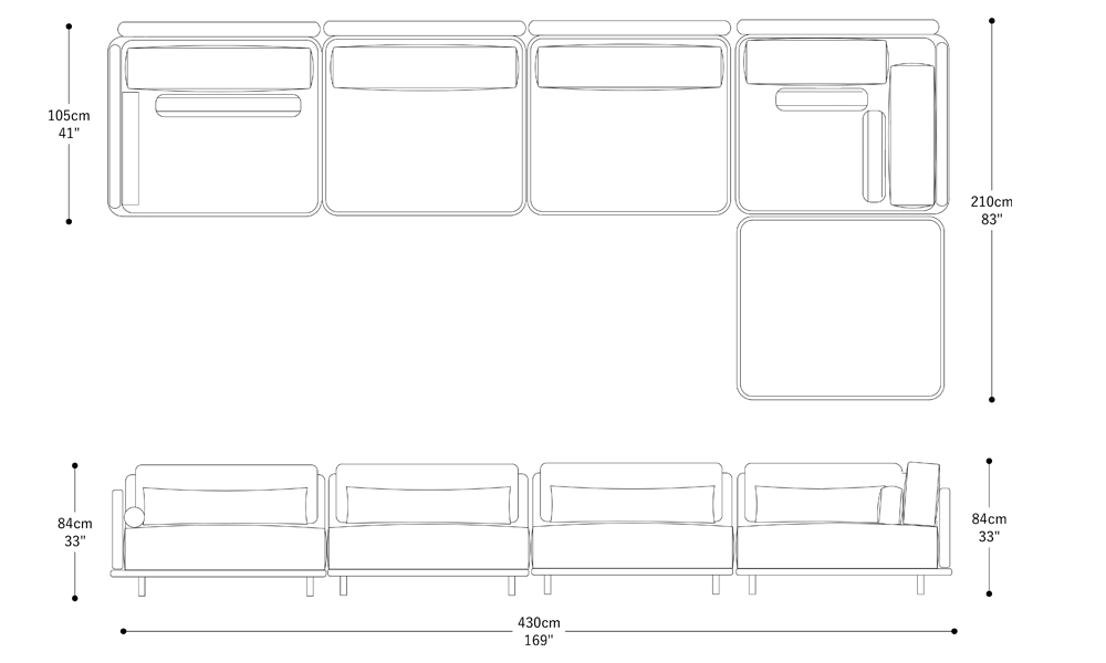 Image of the main dimensions of the product